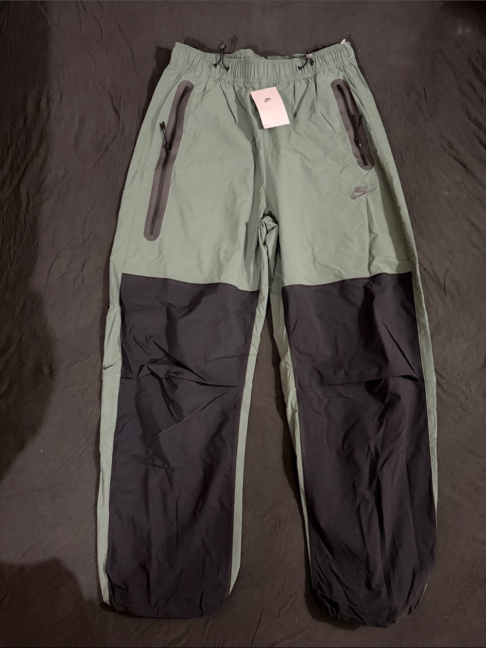 New Nike tech Green and Black Colorblock Track Pants